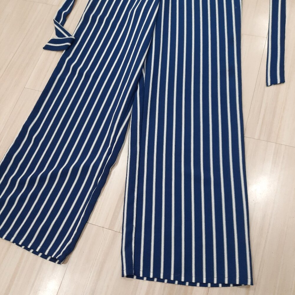 Blue striped wide leg jumpsuit - Crystal Doll brand - Picture 5 of 7